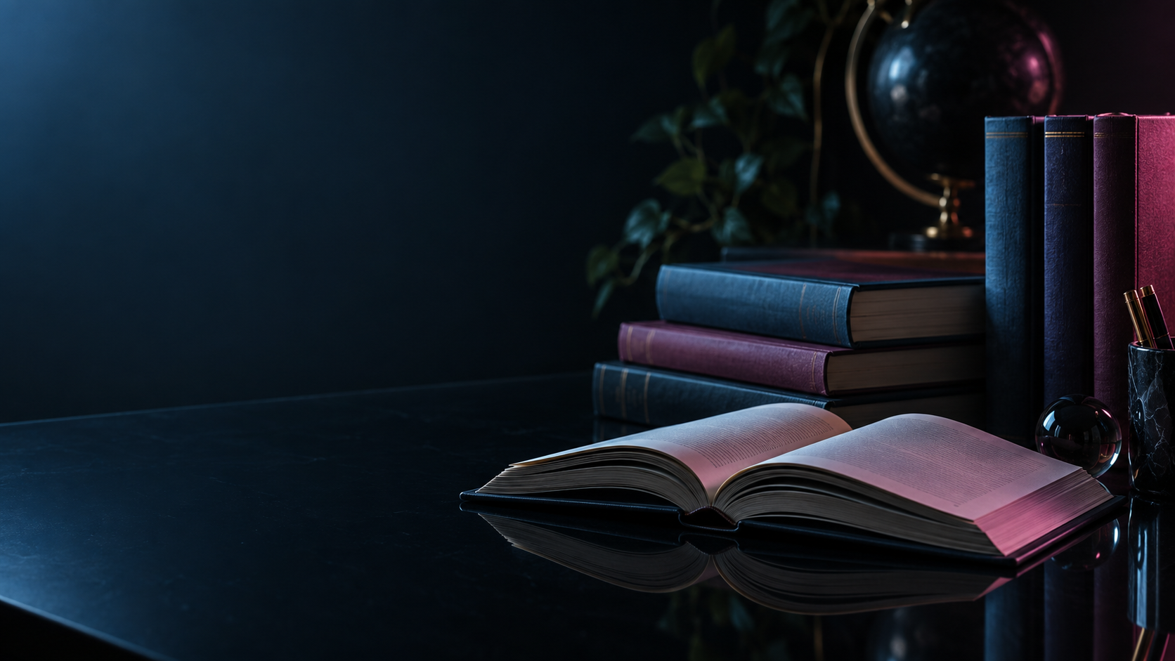 Libri aperti su un piano di lavoro
